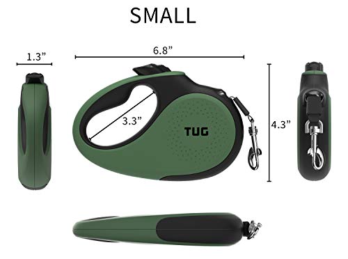 TUG 360° Sin Enredos Correa de Perro Retráctil/Extensible Cinta de Nailon de 5 Metros (Pequeña, Verde)