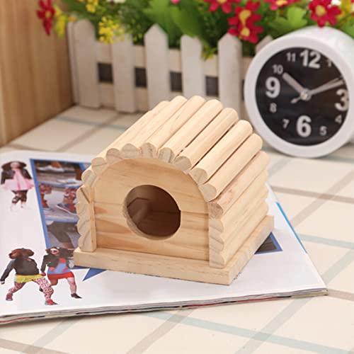 Tuimiyisou Hamster Casa De Madera 11 * 10 * 9cm Hamster De Madera Refugio, Escondite Arqueado Hamster Toy Base Base De Madera Dividida