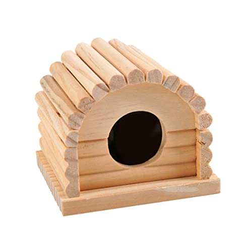 Tuimiyisou Hamster Casa De Madera 11 * 10 * 9cm Hamster De Madera Refugio, Escondite Arqueado Hamster Toy Base Base De Madera Dividida