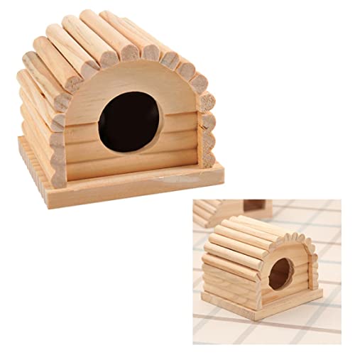 Tuimiyisou Hamster Casa De Madera 11 * 10 * 9cm Hamster De Madera Refugio, Escondite Arqueado Hamster Toy Base Base De Madera Dividida