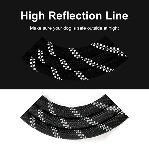 TUNAON Correas para Perros,Correa para Perros de 1.5M/5FT con Mango Suave y Cinta, Reflectante Alta, Adecuado para Perros Medianos y Grandes (M, Negro)