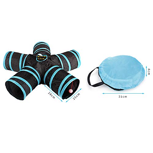 Túnel De 5 Vías para Gatos, Tamaño Grande, para Interior Y Exterior, Plegable para Mascotas, Juguete Gato Interactivo con Bolsa De Almacenamiento para Gato, Perro, Cachorro, Gatito, Conejo