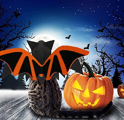 Tuofang Alas de murciélago de Mascota de Halloween, Disfraz de Murciélago para Gatos, con Pajarita para Mascotas, Ajustable Ropa de Murciélago del Mascotas, Apto para Cachorros y Gatitos Cosplay