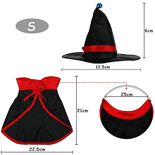 Tuofang Disfraz de Halloween para Mascotas, Disfraz de Mascota de Halloween, Capa de Bruja de Mascotas para Perros y Gatos, Sombrero de Bruja de Mascotas, Ideal para Halloween, Navideño Cosplay