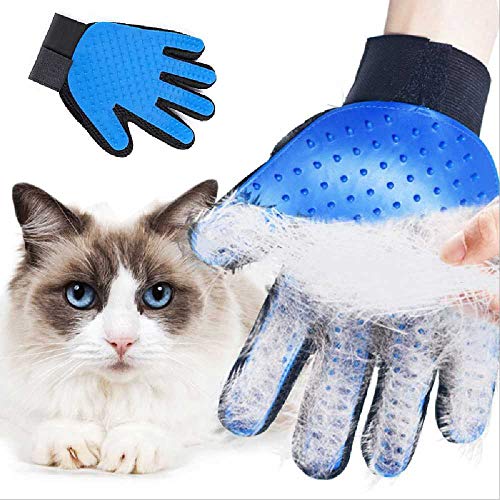 TUOLUO Cepillo para Depilación De Mascotas Cepillo para El Pelo De Animales con Hierba Gatera Guantes para Los Dedos Gatos Y Perros Aseo Suministros para Masajes Guantes De Limpieza M/Azul