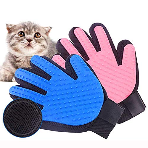 TUOLUO Cepillo para Depilación De Mascotas Cepillo para El Pelo De Animales con Hierba Gatera Guantes para Los Dedos Gatos Y Perros Aseo Suministros para Masajes Guantes De Limpieza M/Azul