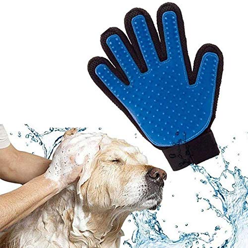 TUOLUO Cepillo para Depilación De Mascotas Cepillo para El Pelo De Animales con Hierba Gatera Guantes para Los Dedos Gatos Y Perros Aseo Suministros para Masajes Guantes De Limpieza M/Azul