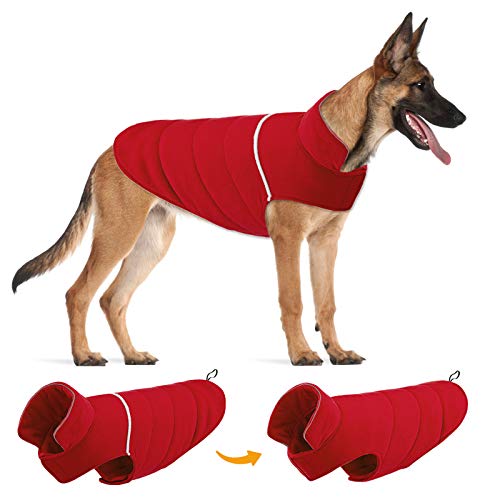 TVMALL Chaleco para Perros Reversibles Abrigos y Chaquetas para Perros Reflectantes para Perros Grandes Clima frío en Invierno Vestidos para Perros Grande y Mediana a Prueba de Viento