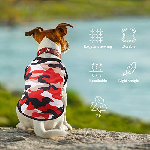 TVMALL Mascota Perro Camiseta Perrito Ropa para Gatos Camisas Deportivas de Camuflaje Malla de Verano Chaleco Transpirable Abrigo de Moda Ropa de Playa Adecuado para Perros y Gatos pequeños (Rojo, S)