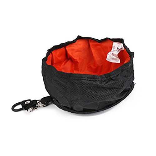 UEETEK Viaje plegable perro Bowl cuenco de agua alimentador portátil para mascotas gato perro alimentos (negro)