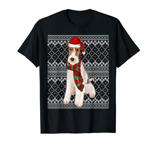 Ugly Christmas Xmas Fox Terrier De Pelo Duro Navidad Camiseta