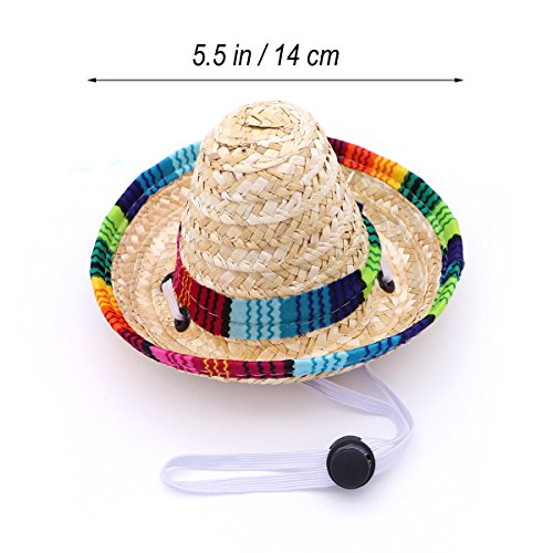 UKCOCO Perro Sombrero Gorro, Ajustable Chihuahua Cosplay Tapa, Sombrero de Paja para Pequeños Perros México Fiestas y Cumpleaños Navidad y Halloween Decoración