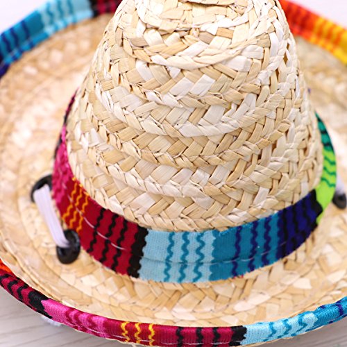 UKCOCO Perro Sombrero Gorro, Ajustable Chihuahua Cosplay Tapa, Sombrero de Paja para Pequeños Perros México Fiestas y Cumpleaños Navidad y Halloween Decoración