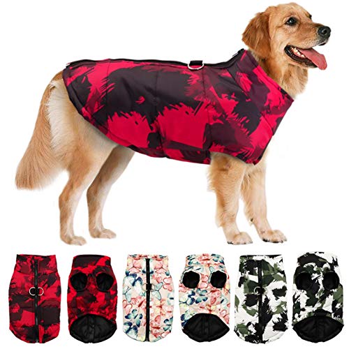 UKKO Ropa de Perro Ropa De Perro De Mascota De Invierno Pet Caliente Caliente Abrigo Abrigo Impermeable Ropa De Perro Abrigo Pequeño, Mediano Y Grande Perros-Red,2XL