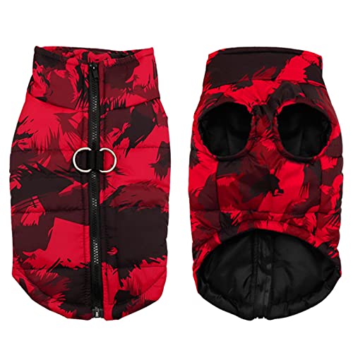 UKKO Ropa de Perro Ropa De Perro De Mascota De Invierno Pet Caliente Caliente Abrigo Abrigo Impermeable Ropa De Perro Abrigo Pequeño, Mediano Y Grande Perros-Red,2XL