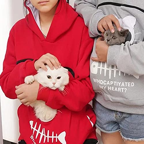 UKKO Sudadera Hoodie Canguro Perro Mascota Pata Dropshipping Jerseys Abrazo Bolsa Sudadera Bolsillo Animal Oreja con Capucha-Grey,XXXL