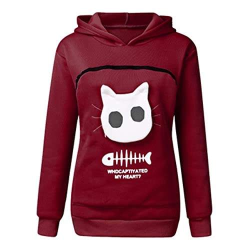 UKKO Sudadera Hoodie Canguro Perro Mascota Pata Dropshipping Jerseys Abrazo Bolsa Sudadera Bolsillo Animal Oreja con Capucha-Grey,XXXL