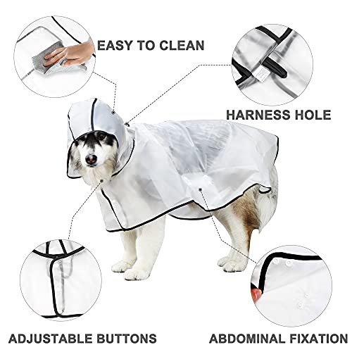 Uktunu Impermeable para Mascotas Chubasquero Transparente Perro Ropa para Mascotas Ajustable a Prueba de Agua Impermeable 100% Chaqueta para Lluvia medianos Perro de Raza Grande con Capucha 8XL