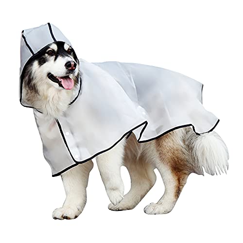 Uktunu Impermeable para Mascotas Chubasquero Transparente Perro Ropa para Mascotas Ajustable a Prueba de Agua Impermeable 100% Chaqueta para Lluvia medianos Perro de Raza Grande con Capucha 8XL