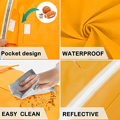 Uktunu Impermeable para Mascotas Ropa para Mascotas Ajustable a Prueba de Agua Chubasquero Perro con Tiras Reflectantes Impermeable para Perros con Capucha para Perro Mediano y Grande PU Amarillo 3XL