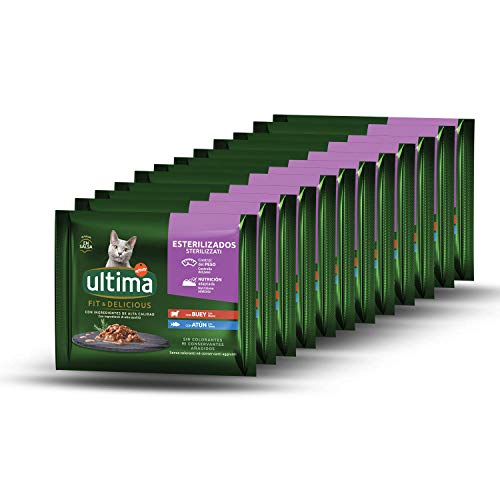 Ultima Comida Húmeda para Gatos con Buey y Atún, 12 x (4 x 85 gr), 4080g