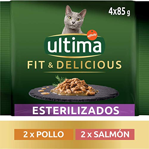 Ultima Comida Húmeda para Gatos con Pollo y Salmón, 4 x 85 gr x 12 (4.08 kg)