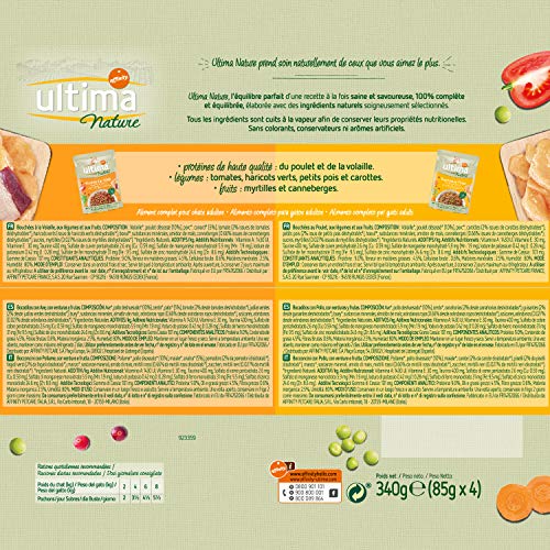 Ultima Nature Comida Húmeda para Gatos con Pollo y Aves del Corral, 13 Multipacks de 4 x 85 g, Total: 4.4 kg