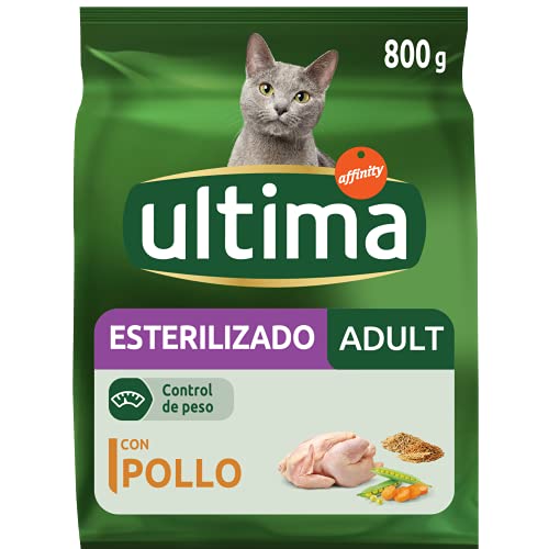 ultima Pienso para Gatos Esterilizados Adultos con Pollo, Pack de 5 x 800gr - Total: 4 kg