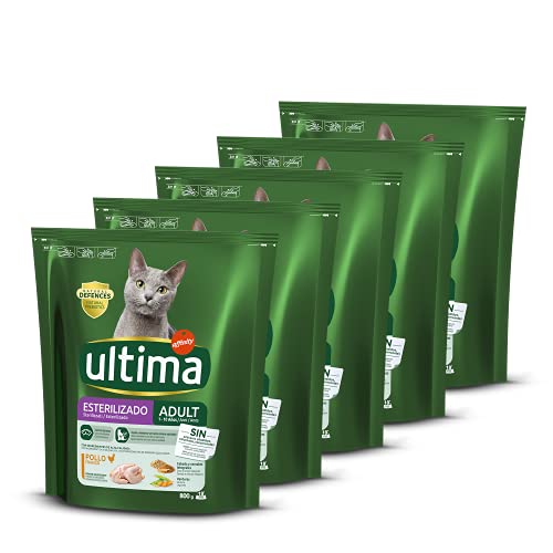 ultima Pienso para Gatos Esterilizados Adultos con Pollo, Pack de 5 x 800gr - Total: 4 kg