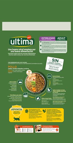 ultima Pienso para Gatos Esterilizados con Pollo - 3 x 3kg: Total 9kg