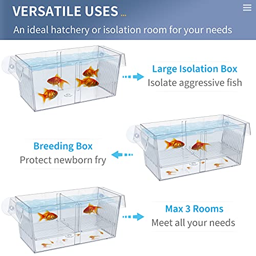 Uniclife Caja de cría de Peces Tanque Criadero Incubadora Acuario Caja de Aislamiento para bebé Camarón Guppy (L(17.3 x 10 x 10 CM))