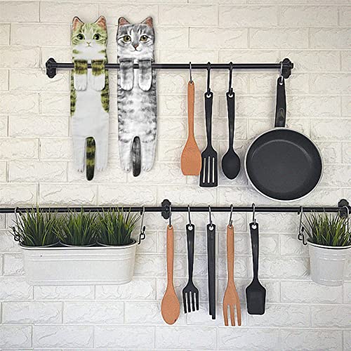 UOGAR Toallas de Mano Divertidas para Gatos, decoración de Gatos, Toallas para Colgar en la Cocina, Toalla de Manos con Forma de Gato, Bonitos Regalos Decorativos para Gatos para Amantes de los Gatos