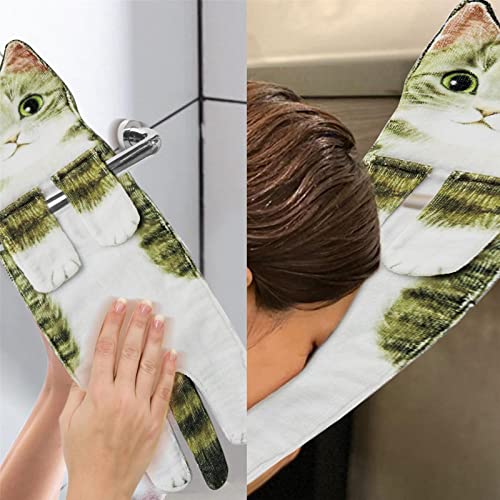 UOGAR Toallas de Mano Divertidas para Gatos, decoración de Gatos, Toallas para Colgar en la Cocina, Toalla de Manos con Forma de Gato, Bonitos Regalos Decorativos para Gatos para Amantes de los Gatos