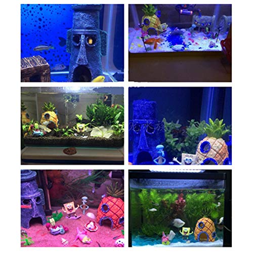 Uposao Adornos para acuarios, adornos acuáticos, decoración de peces, castillo artificial, paisaje, piña, casa, acuario, cueva decorativa para pequeños gambas, peces, decoración de tanque