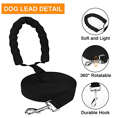 URAQT Correas para Perros, 10m Correa de Entrenamiento, Correas Antitirones, Cuerda para Manos Libres con Mango Acolchado, Negra