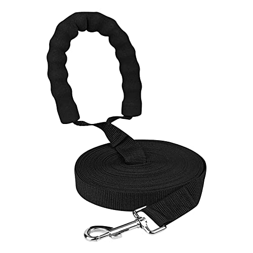 URAQT Correas para Perros, 10m Correa de Entrenamiento, Correas Antitirones, Cuerda para Manos Libres con Mango Acolchado, Negra