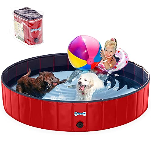 V-HANVER Piscina para Perros Plegable para Perros Pequeños, Medianos y Grandes, Material Robusto Piscina para Niños Piscina para Perros Piscina para Niños y Perros, 100% Segura (D160cm, H30cm)