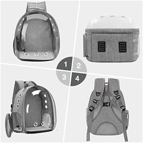 Vailge Mochila de viaje para mascotas, perros, gatos, cápsula espacial, portátil, bolsa de transporte para mascotas, transpirable, para gatos, perros pequeños (gris)