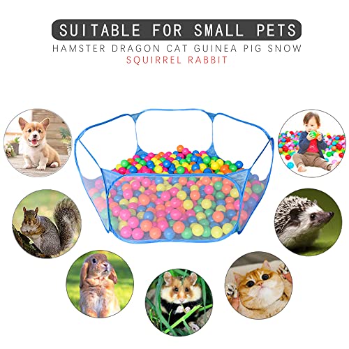 Valla Animales pequeños Parque para Mascotas Plegable Corral para Perros pequeños Transpirable Portátil Parque para Animales hámsters Chinchillas cobayas erizos Cachorros Gatos 120*35cm(Azul)