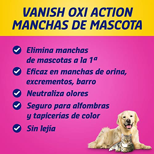 Vanish Oxi Action - Quitamanchas especial manchas de Mascota en alfombras y tapicerías, spray, sin lejía - Pack de 3 x 750 ml