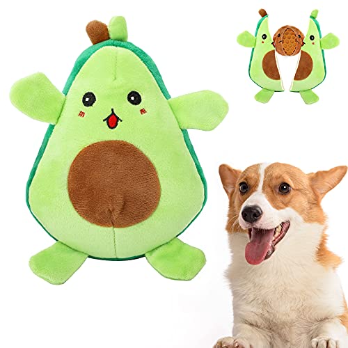 VavoPaw Juguete de Peluche Interactivo para Perros, 2 en 1 Aguacate Felpa Sonoro con Múltiples Capas Bola Sonido Incorporada Resistente Mordedura Alivio Ansiedad Compañero para Perritos, Multicolores