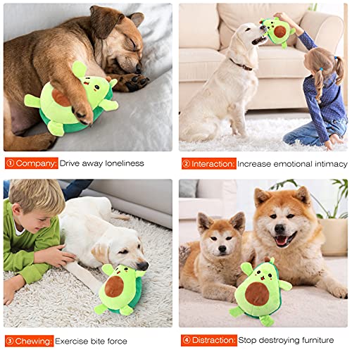 VavoPaw Juguete de Peluche Interactivo para Perros, 2 en 1 Aguacate Felpa Sonoro con Múltiples Capas Bola Sonido Incorporada Resistente Mordedura Alivio Ansiedad Compañero para Perritos, Multicolores