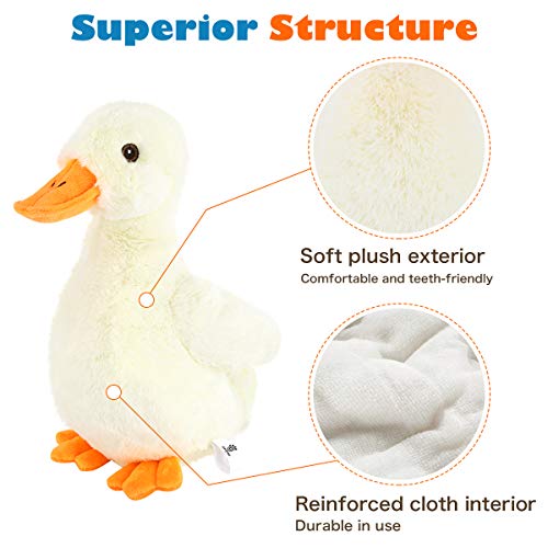 VavoPaw Juguete de Peluche Interactivo para Perros, 30 cm Pato Felpa Suave Sonoro con Papel Arrugado Sonido Resistente Mordedura Alivio Ansiedad Compañero para Perritos, Amarillo+Naranja