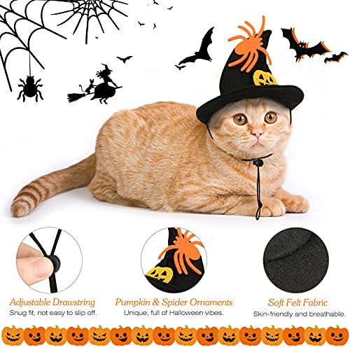 VavoPaw Sombrero con Calabaza de Halloween para Gatos, Diadema Horrible Miedo Divertido Cosplay Decoración Disfraz Tocado para Mascotas Pequeñas Pascua Carnaval, Negro