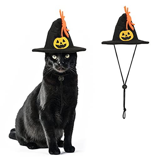 VavoPaw Sombrero con Calabaza de Halloween para Gatos, Diadema Horrible Miedo Divertido Cosplay Decoración Disfraz Tocado para Mascotas Pequeñas Pascua Carnaval, Negro