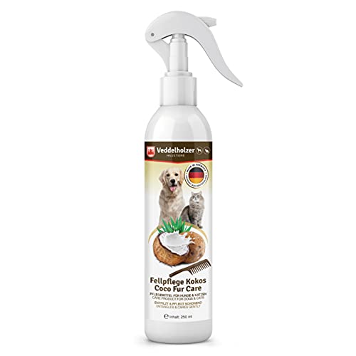 Veddelholzer 250ml spray desenredante perros coco para el cuidado del pelo de perros y gatos. Espray desenredante para perros, gatos, cachorros, pelaje, accesorios para gatos, perfumes para perros