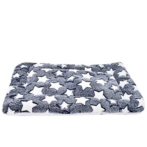 Vejaoo Alfombra Manta para Mascotas Otoño e Invierno Manta Cálida Terciopelo de Franela Perro/Gato Cama XZ006 (49 * 32 CM, Blue Background & White Stars)