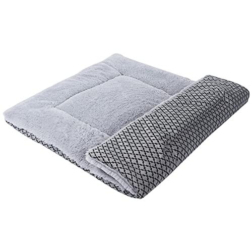 Vejaoo Colchones para Gatos Y Perros, Ambos Lados Disponibles -Colchones para Mascotas XZ014 (M (75 * 55CM), Short Plush Grey)