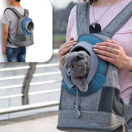 Vejaoo Mochila para Transporte De Mascotas, De Fácil Ajuste para Viajes, Senderismo, Camping, para Perros Pequeños, Gatos y Cachorros XZ033 (L, Blue)