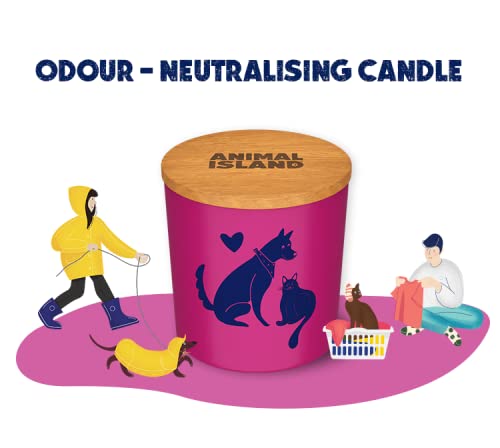 Vela Perfumada en Cristal Eliminador de Olores Neutraliza los Olores de Mascotas Desodorización Vela Pet Odor Eliminator y Animal Amante Regalo (Frutos Rojos/Frambuesa)